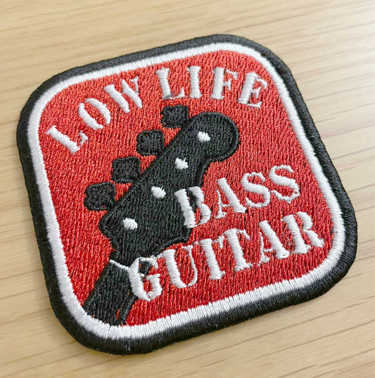 Low Life Bass Guitar Embroidered Patch - Original Design (65mm)