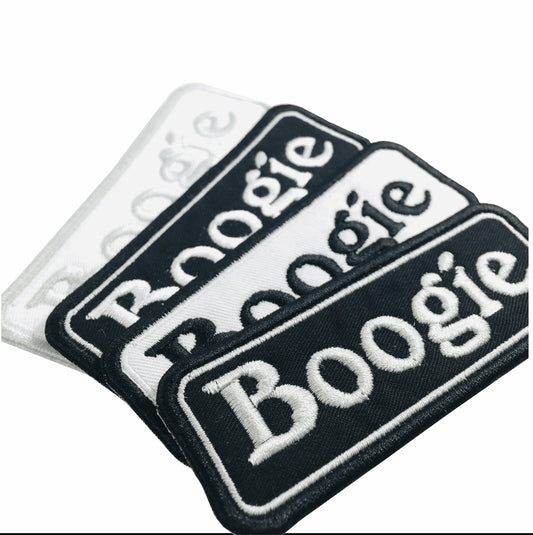 Boogie Tag - Embroidered Patch Iron/Sew on - 9cm