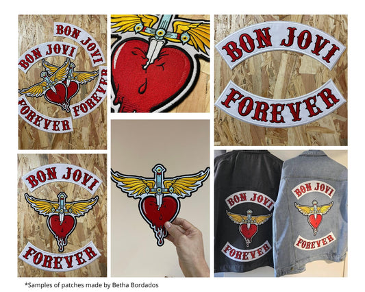 Bon Jov - Inspired Top & Bottom Embroidered Patch 5 Sizes 10" - 15.5"