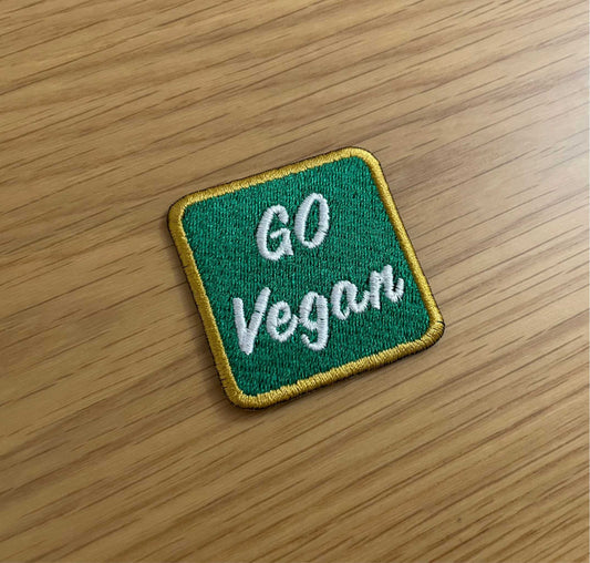 GO Vegan - Embroidered Patch - Iron/Sew on - 50mm