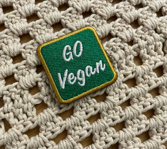GO Vegan - Embroidered Patch - Iron/Sew on - 50mm