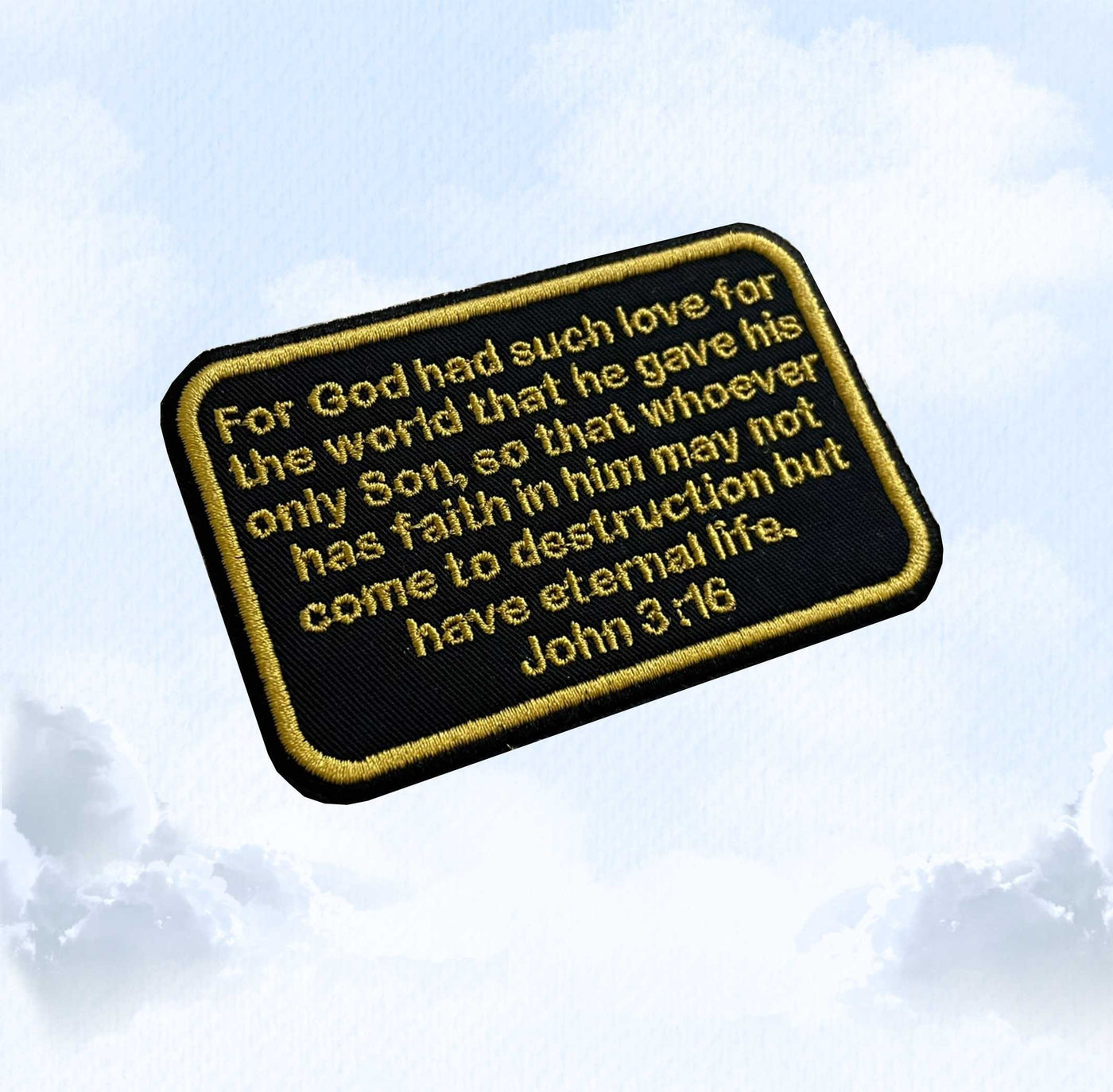 John 3:16 - Bible Verse (6 Languages) - Embroidered Patch - Iron/Sew on -