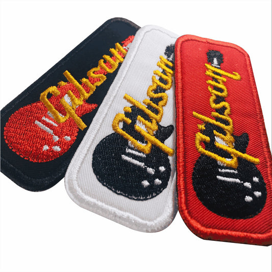 Guitar Embroidered Tag - Iron/Sew-on Patch - 90mm